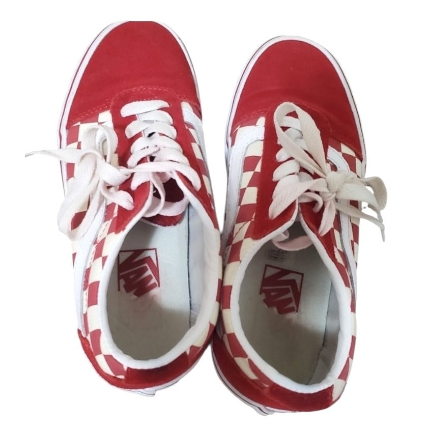 Vans Womens Red & White Checkered Sneakers Size 9