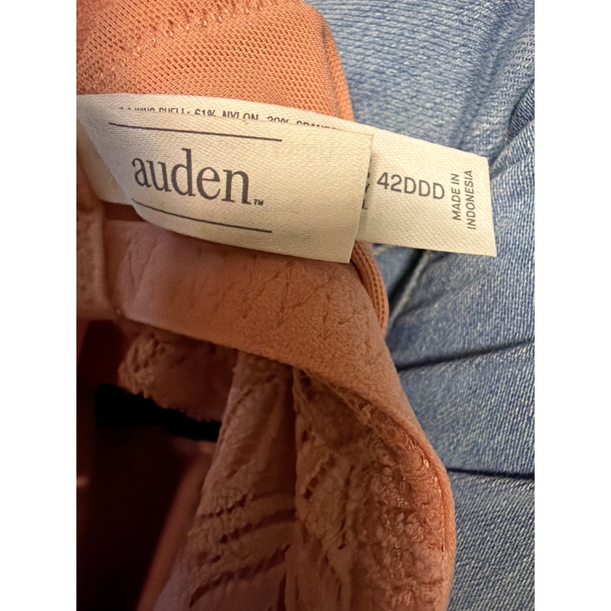 Auden Womens Lace Lightly Lined Underwire Bra Rose Pink Size 42DDD NWT