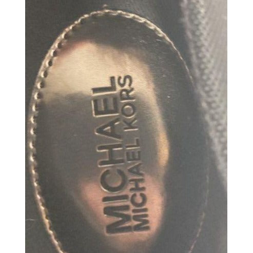 Michael Kors Black Slip-On Sneakers 8M Womens Designer Shoes W/ Metallic Accents & Textile/Leather Composition