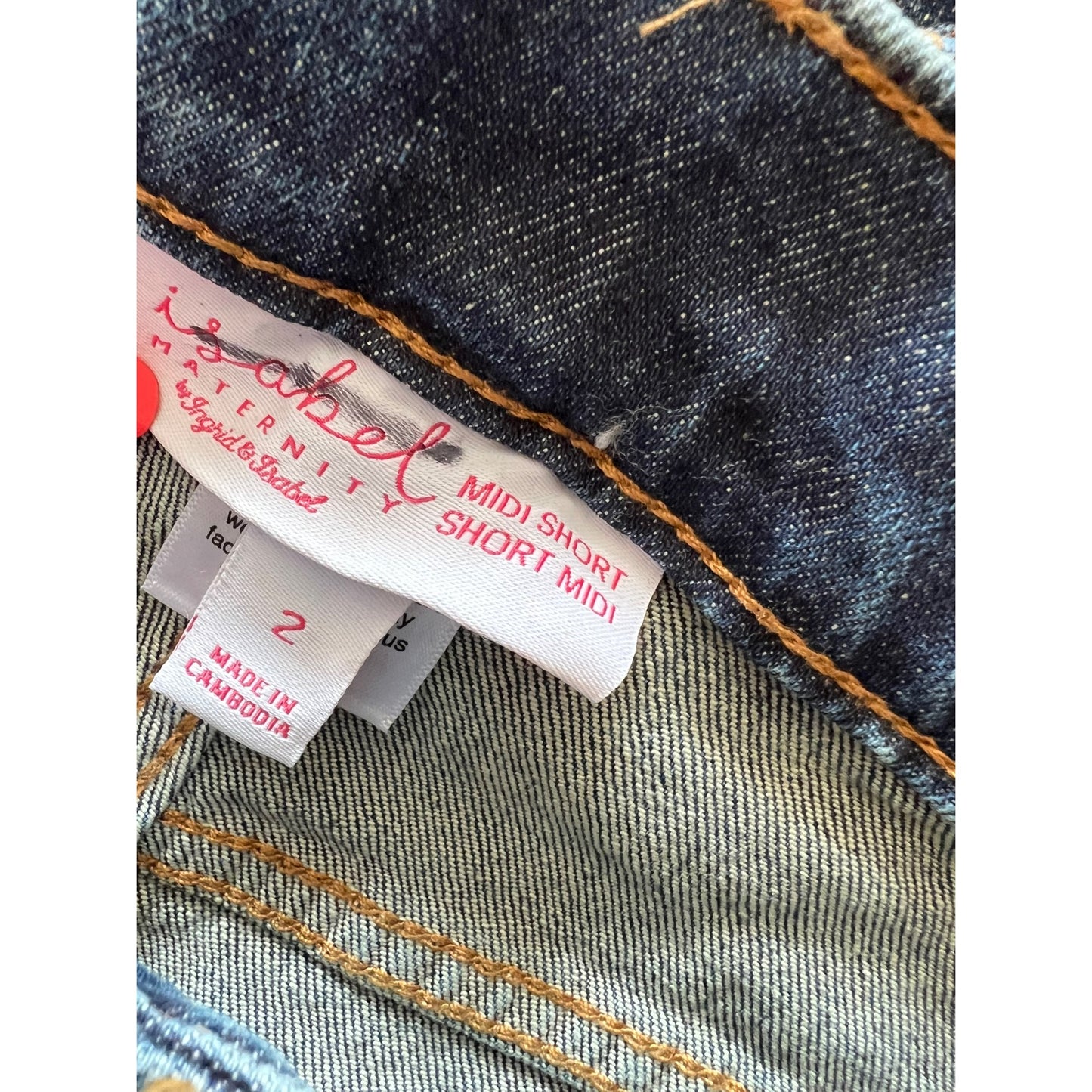 Isabel Maternity Medium Wash Denim Maternity Shorts With Elastic Side Panels Size 2