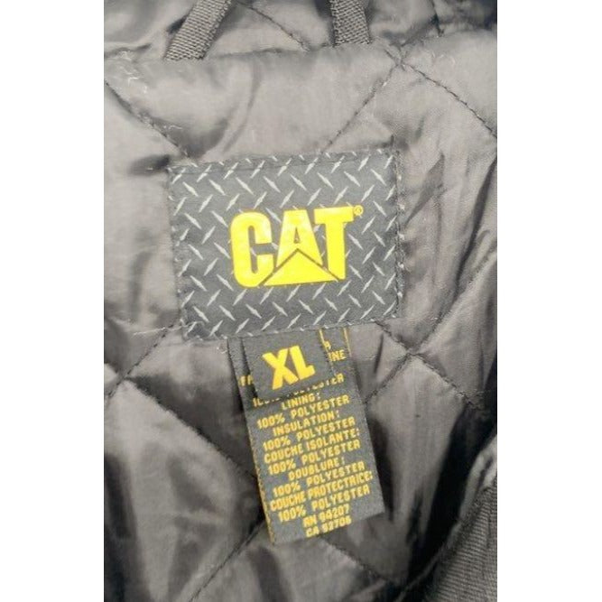 CAT Black Quilted Hooded Jacket Size XL Insulated Outerwear