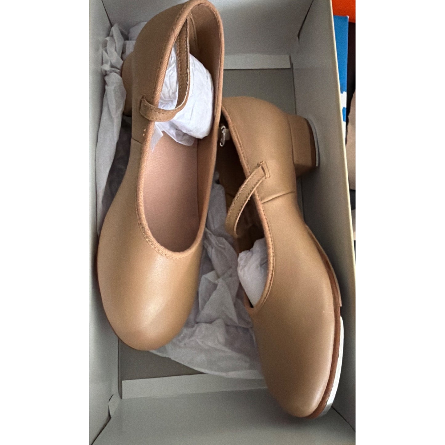 Bloch Tan Tap-On Leather Tap Shoes With Buckle Strap Size 4 New In Box