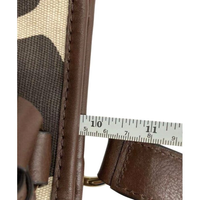 Michael Kors Brown & Cream Giraffe Print Canvas Tote Bag With Gold Hardware