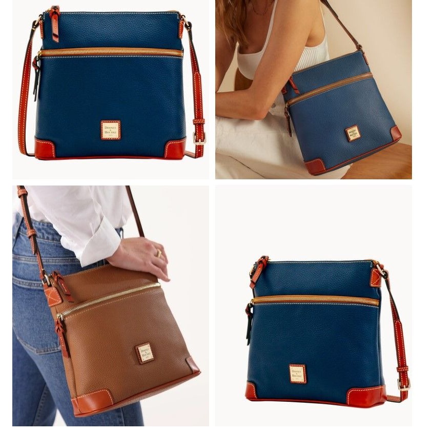 Dooney and Bourke Pebble Grain Square Leather Crossbody Bag Purse Midnight Blue