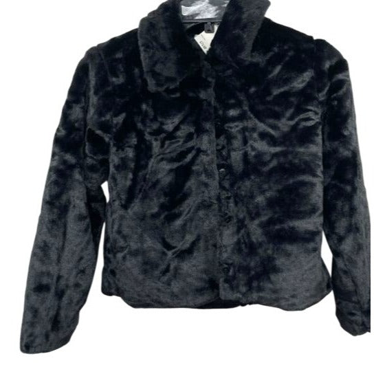 Girls KG Black Faux Fur Coat Size Medium (10-12) NWT