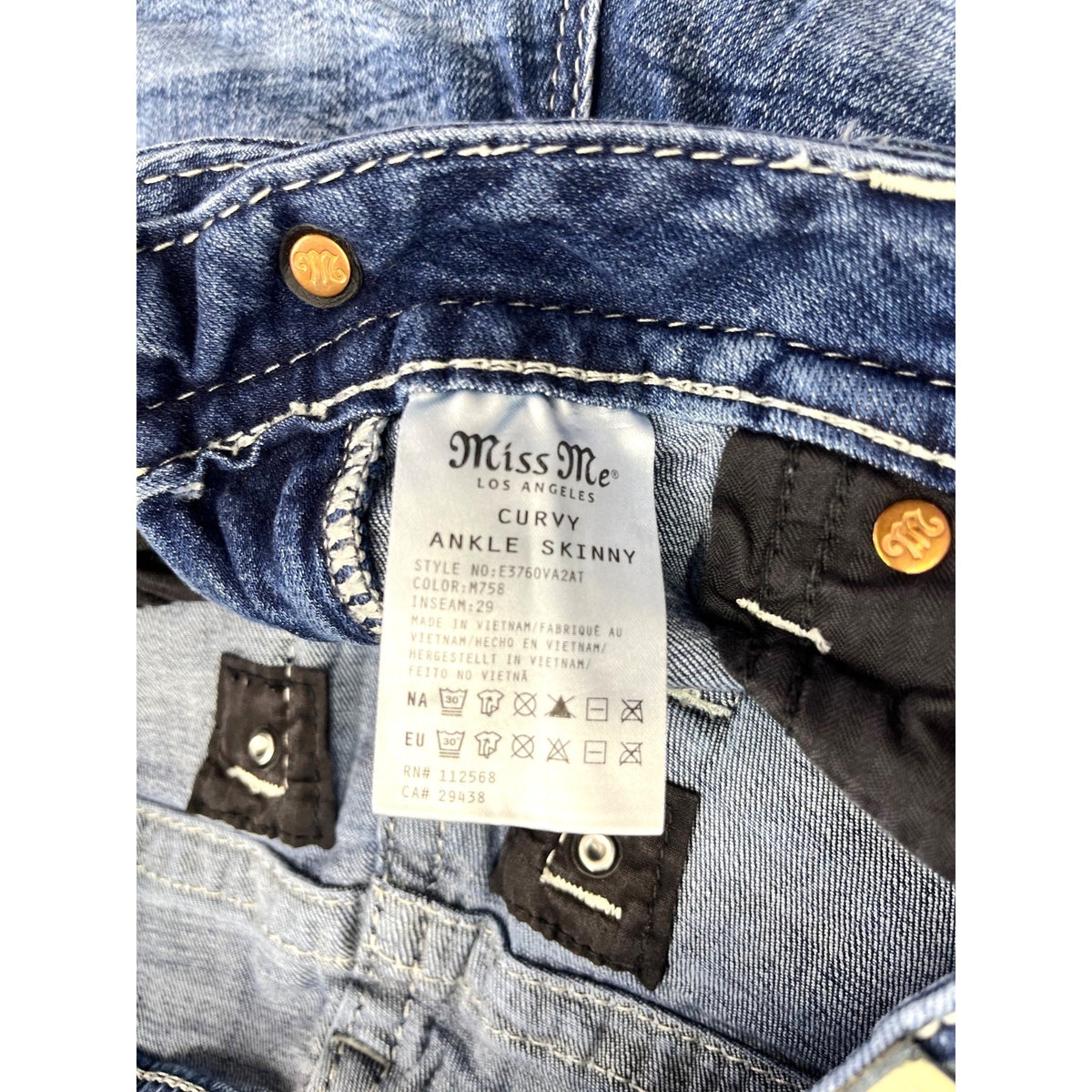 Miss Me Women's Curvy Ankle Skinny Jeans Size 28