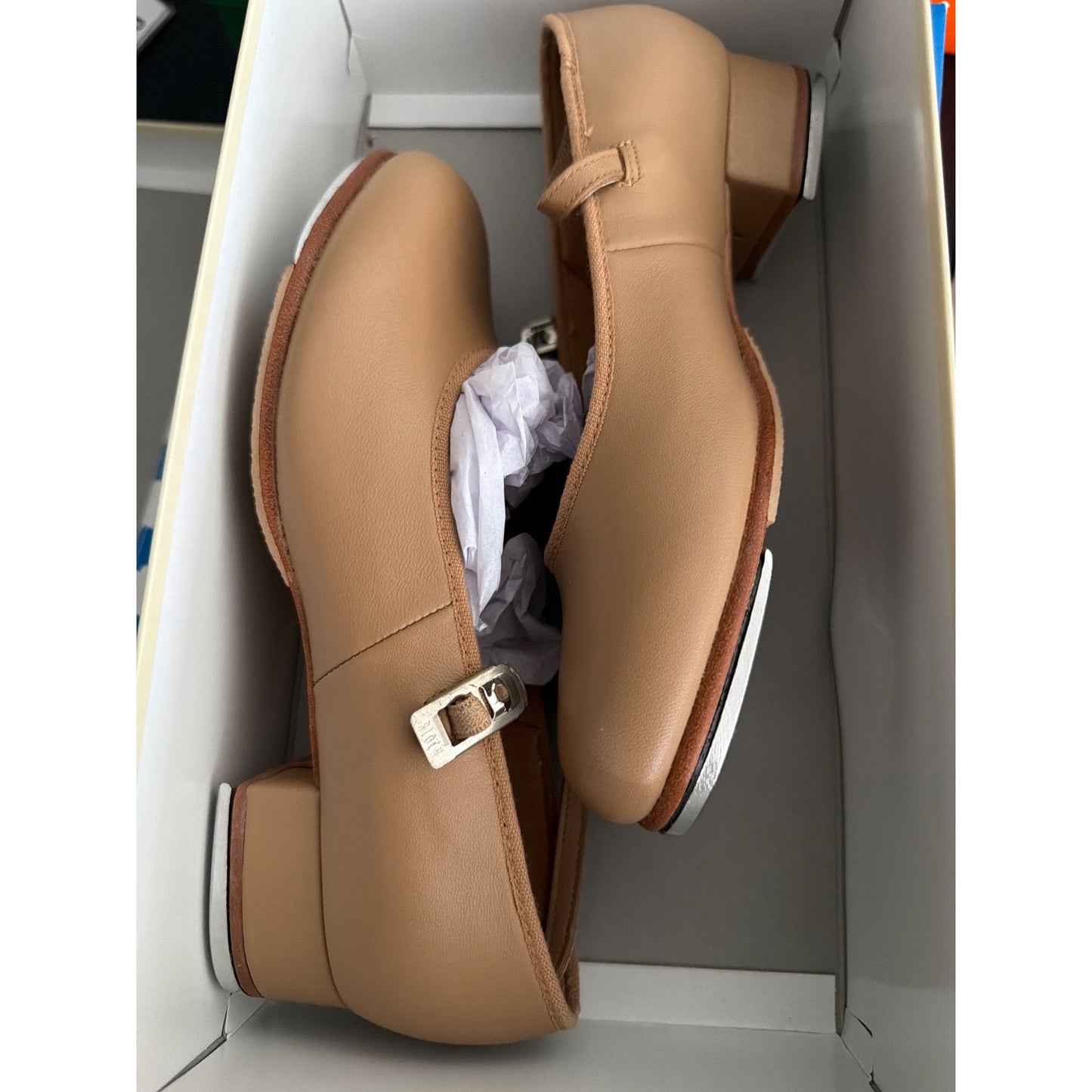 Bloch Tan Tap-On Leather Tap Shoes With Buckle Strap Size 5 New In Box