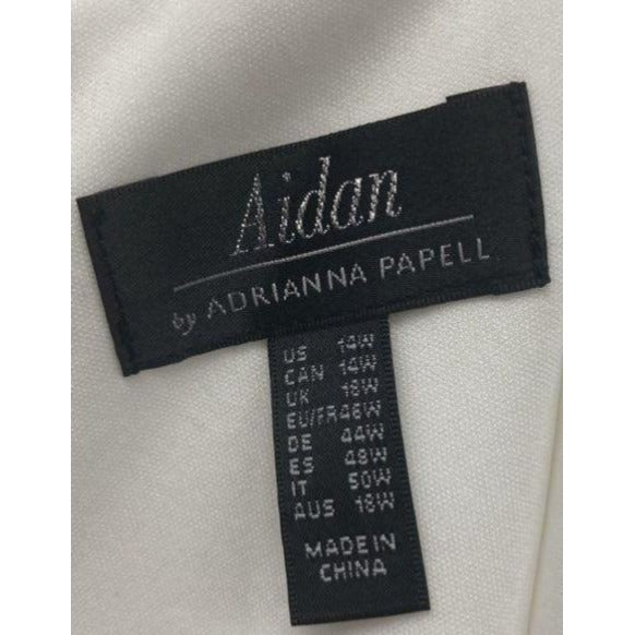 Adrianne Papell White Feather-Trimmed Midi Dress With Side Slit Sz 14 NWT