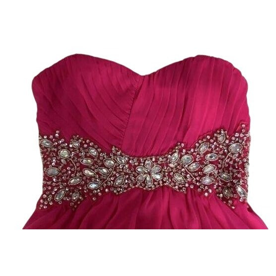 City Triangles Strapless Beaded Empire Waist Gown Cosmo Pink Size 13