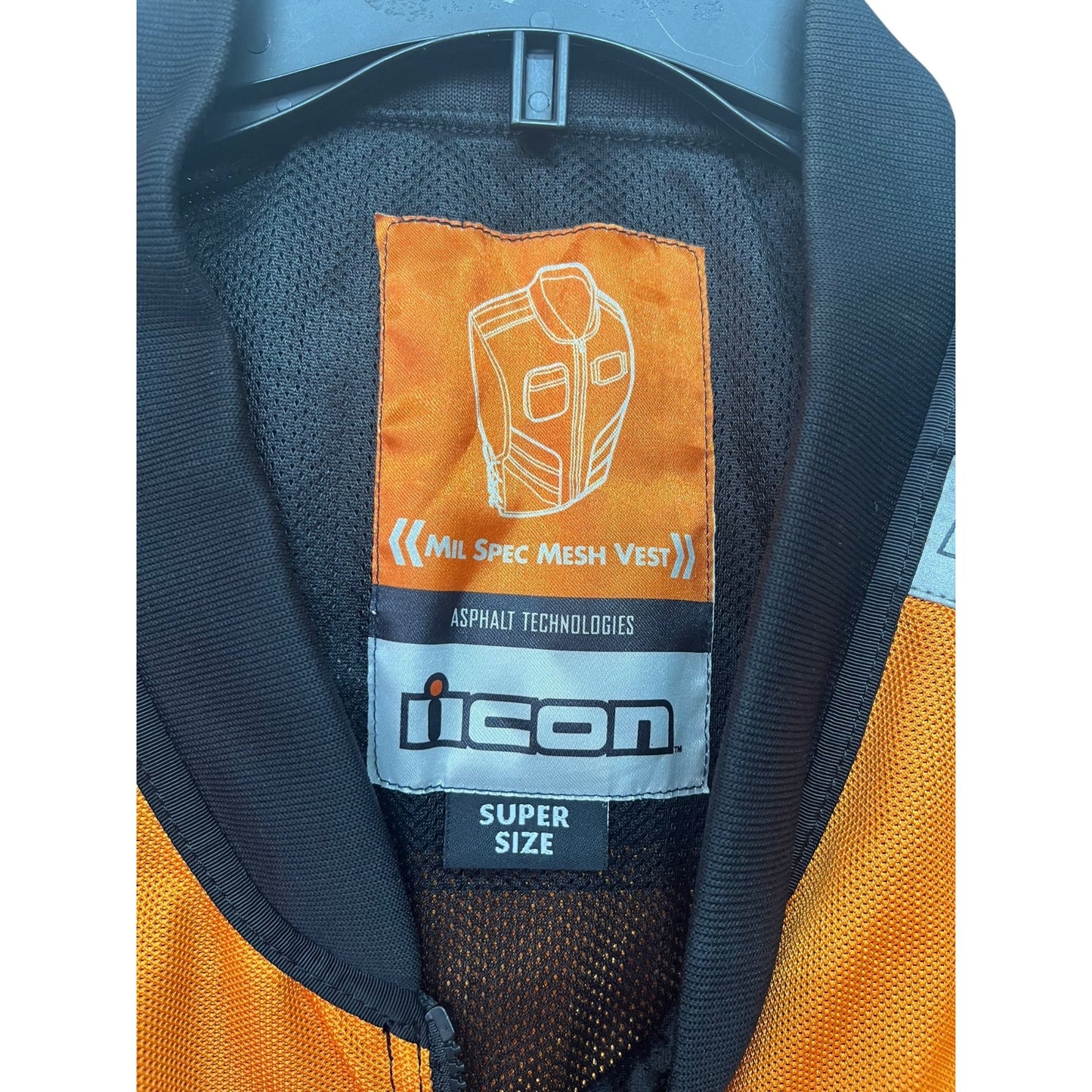 Icon Mil-Spec Mesh Motorcycle Safety Vest Super Size Orange W/ Reflective Stripes
