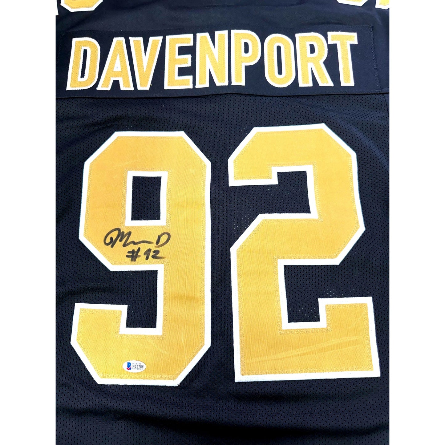 Marcus Davenport Autographed #92 XL Black & Gold Football Jersey With Beckett Authentication