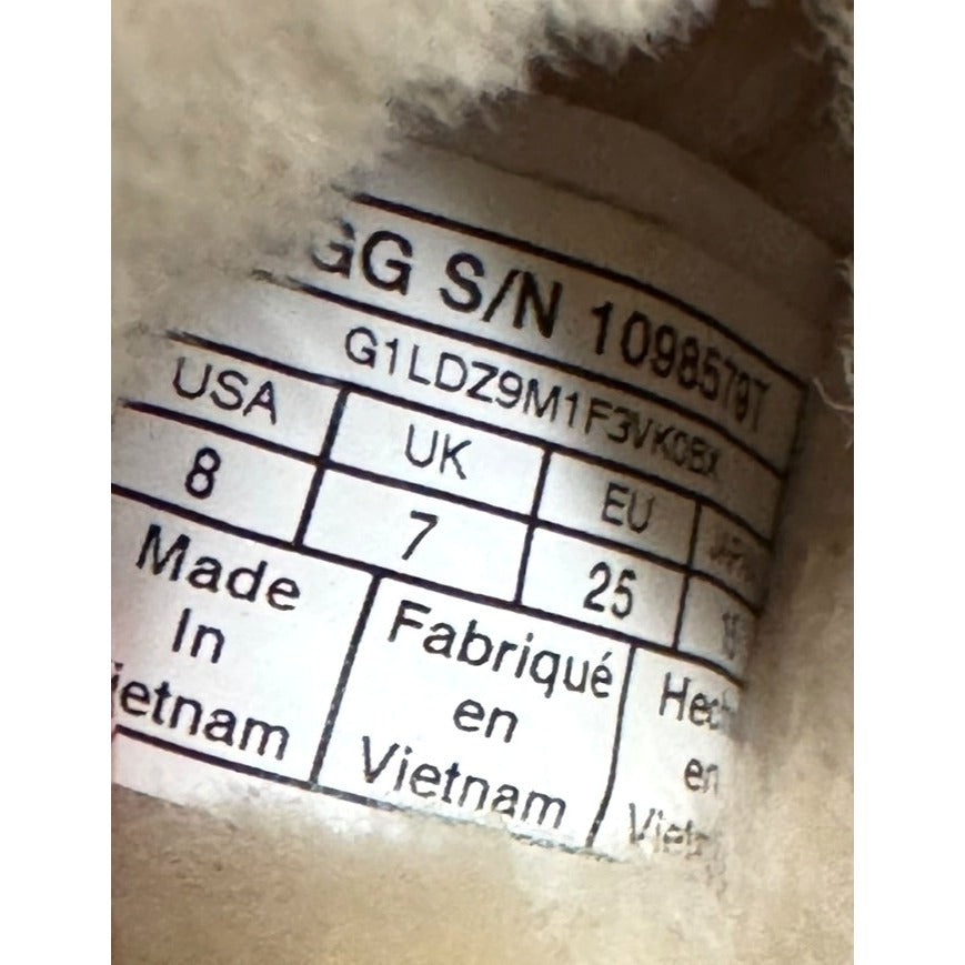 Ugg Fluff Yeah Toddler size Slippers With Logo Strap Beige Size 8