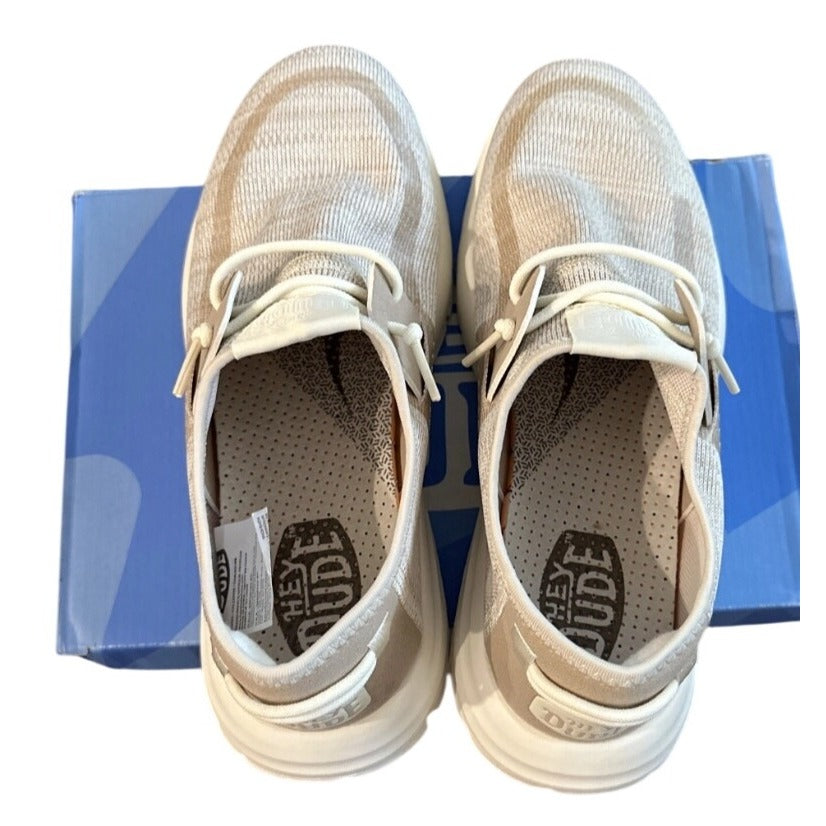 Hey Dude Women's Beige Casual Lightweight Knit Slip-On Sneakers Size 11