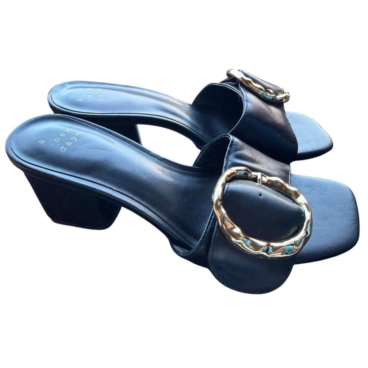 A New Day Women's Black Block Heel Sandals Size 6