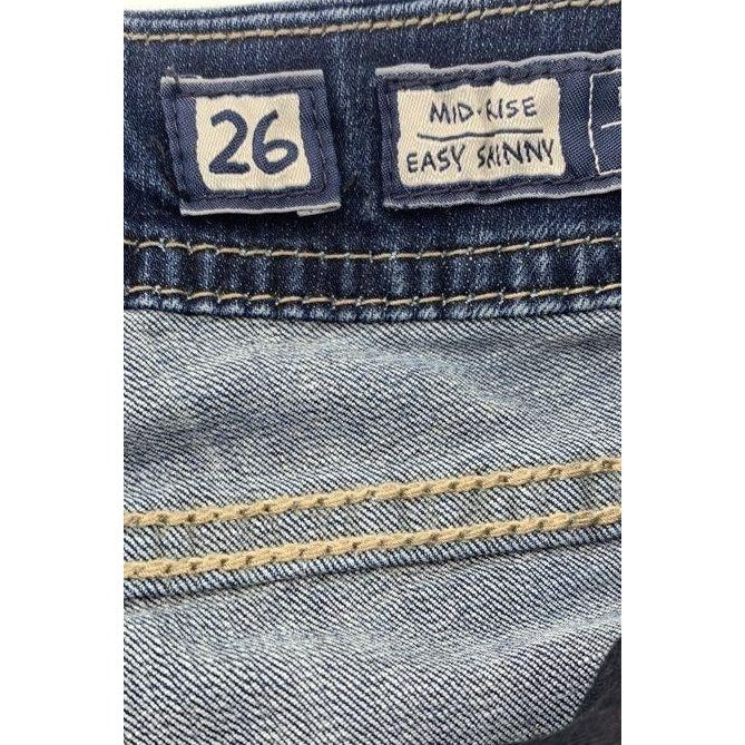 Miss Me Mid-Rise Easy Skinny Distressed Embellished Jeans Size 26 Dark Wash Womens Denim Pants