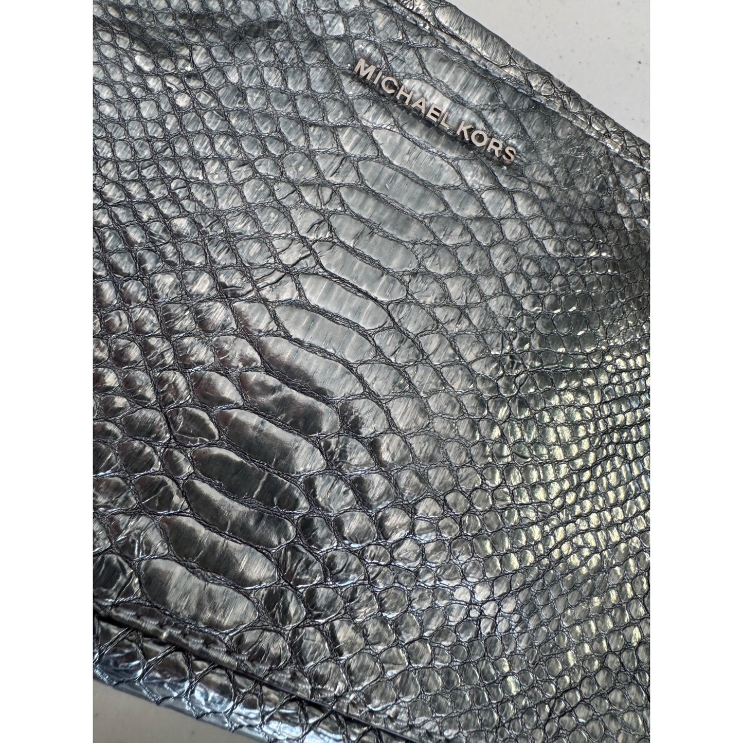 Michael Kors Metallic Snakeskin Crossbody Bag With Adjustable Strap & Chain Detail