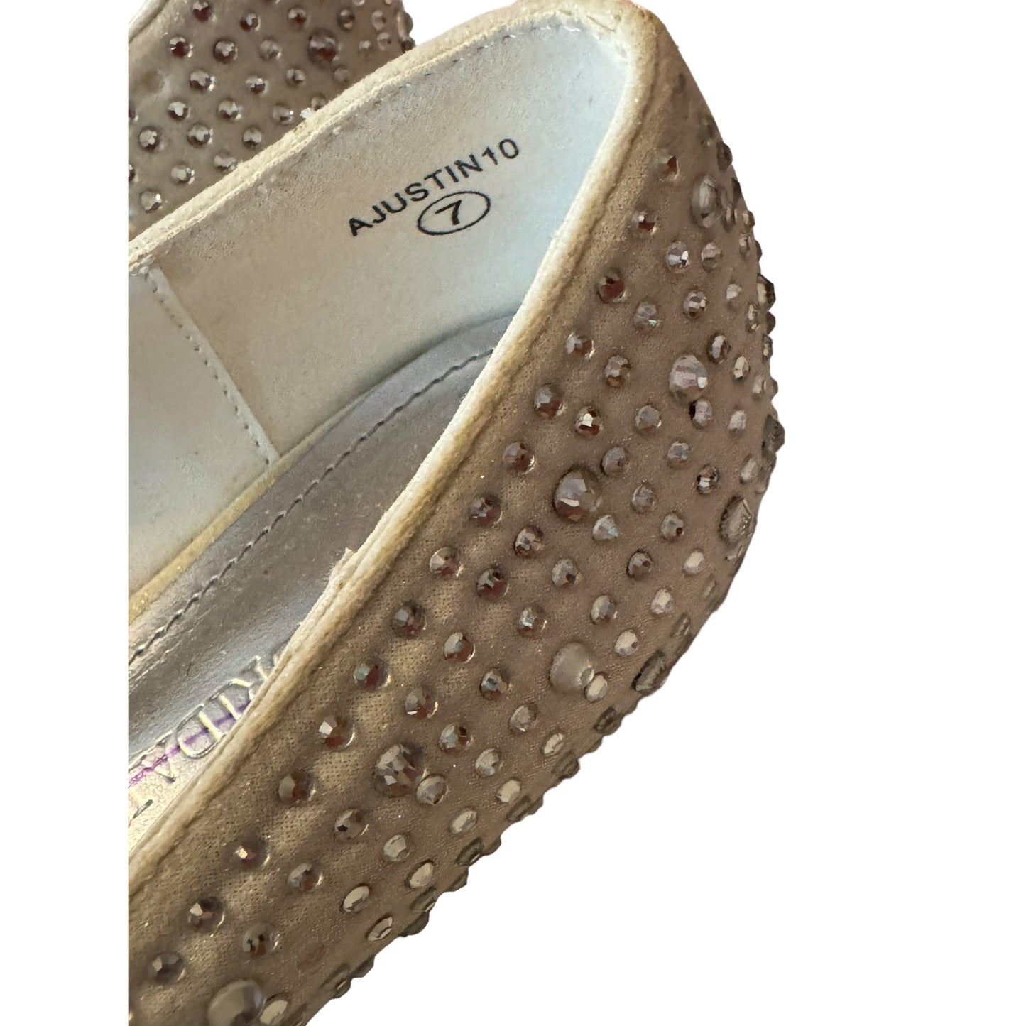 David’s Bridal Wedding Bridal AJustin10 Peep Toe Flats With Rhinestones - Size 7
