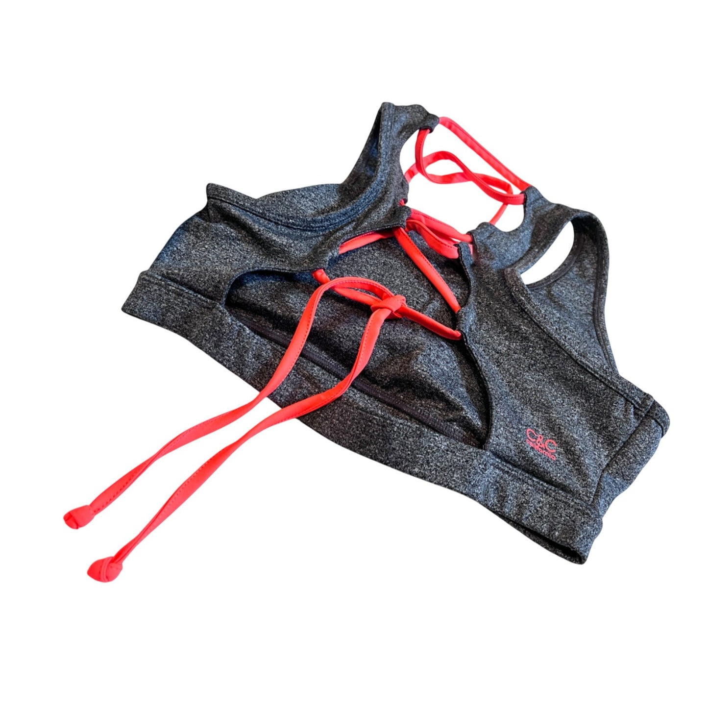 C&C California Women's Strappy Gray Sports Bra Small NWT