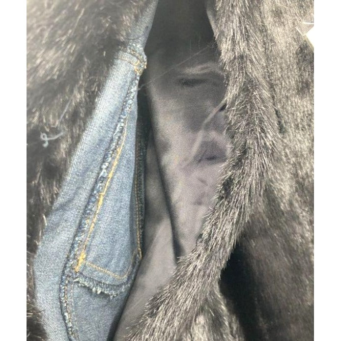 Dennis Basso Faux Fur-Lined Blue Denim Jacket With Detachable Collar - Medium