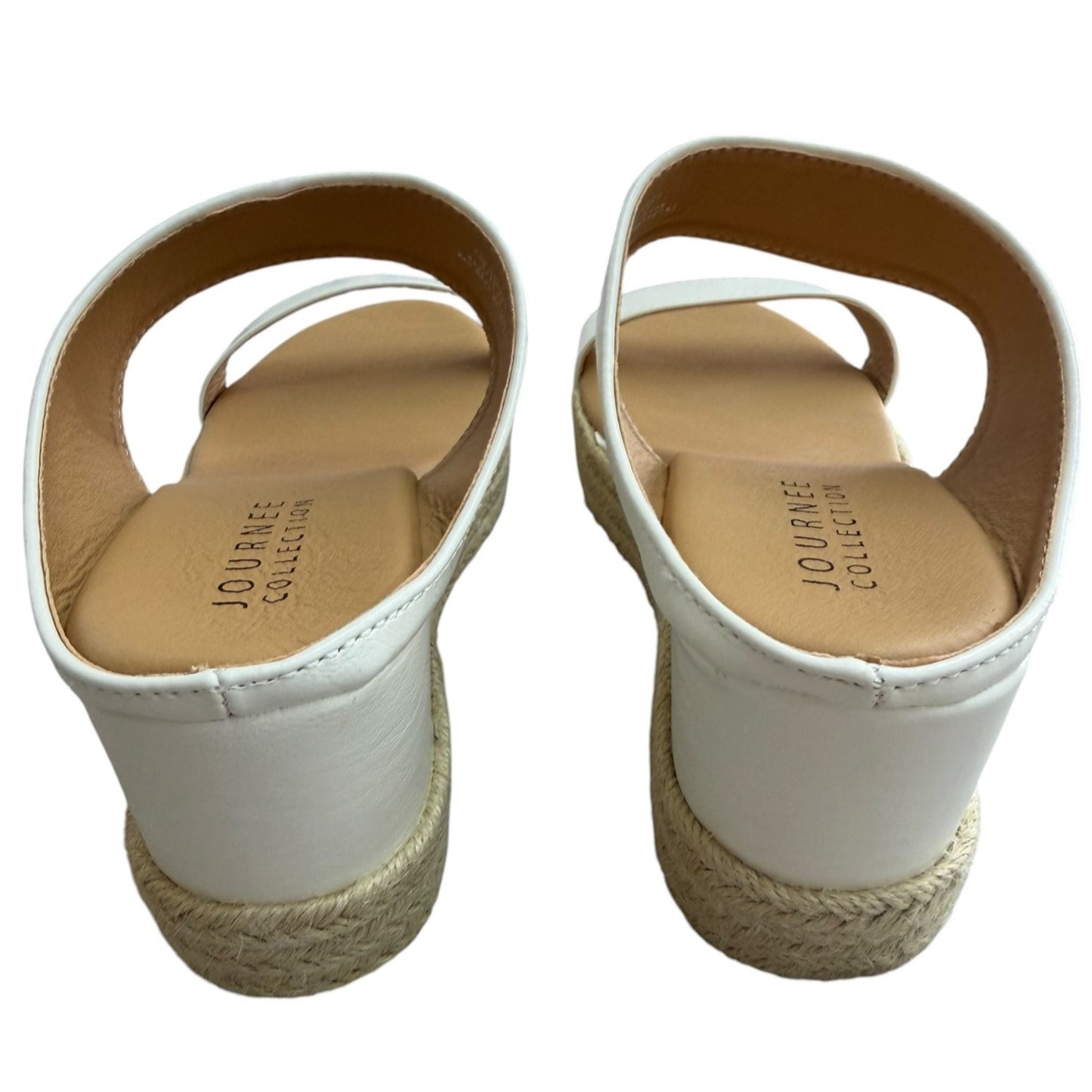 Journee Collection White Espadrille Wedge Sandals Platform Sole For Women SZ 11