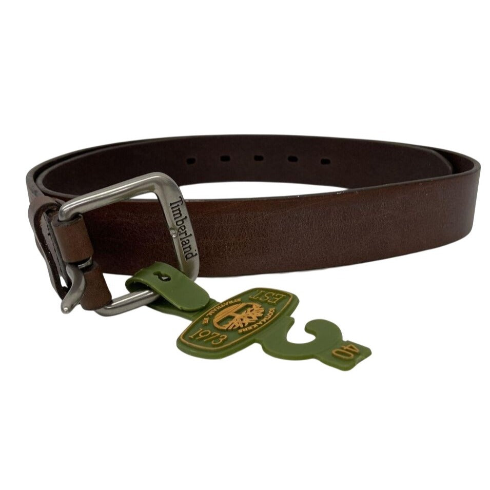 Timberland Mens Brown Leather Belt With Silver Buckle Size 40