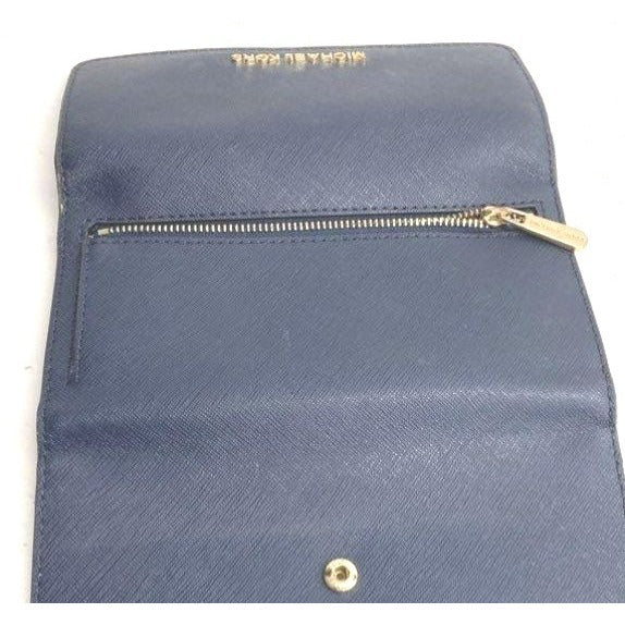 Michael Kors Navy Blue Jest Set Trifold Leather Wallet