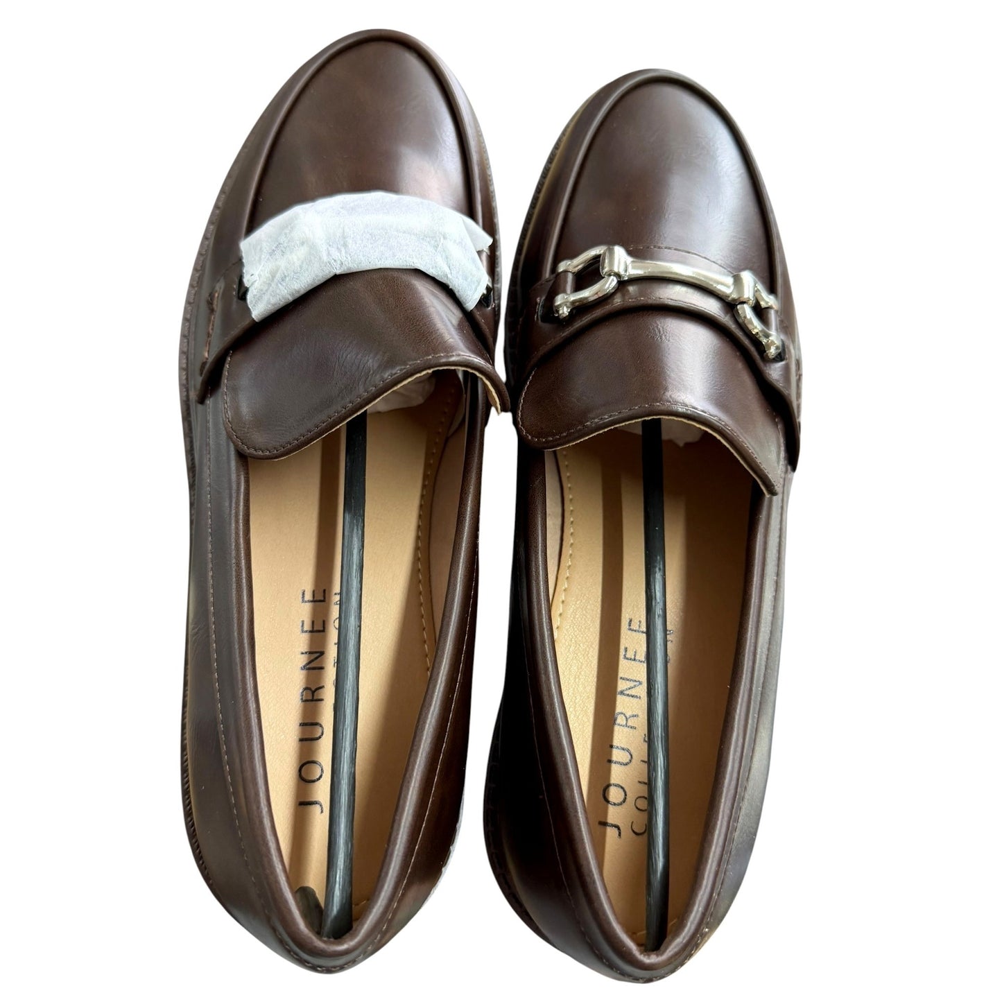 Journee Collection Jessamey Brown Leather Loafers Size 9.5 New In Box