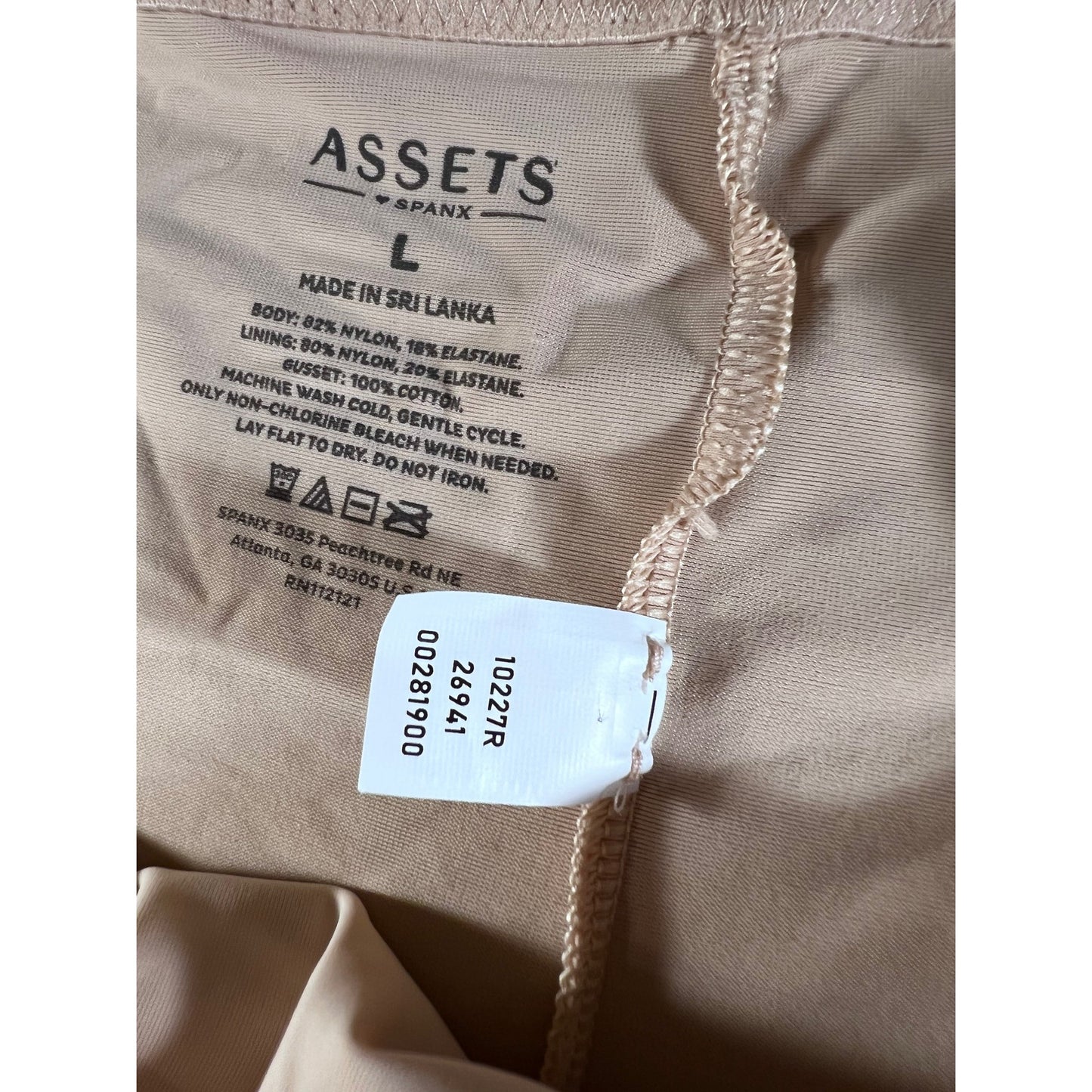 Assets By Spanx Shaping Mid-Thigh Short SZ L Pure Beige Nylon Blend
