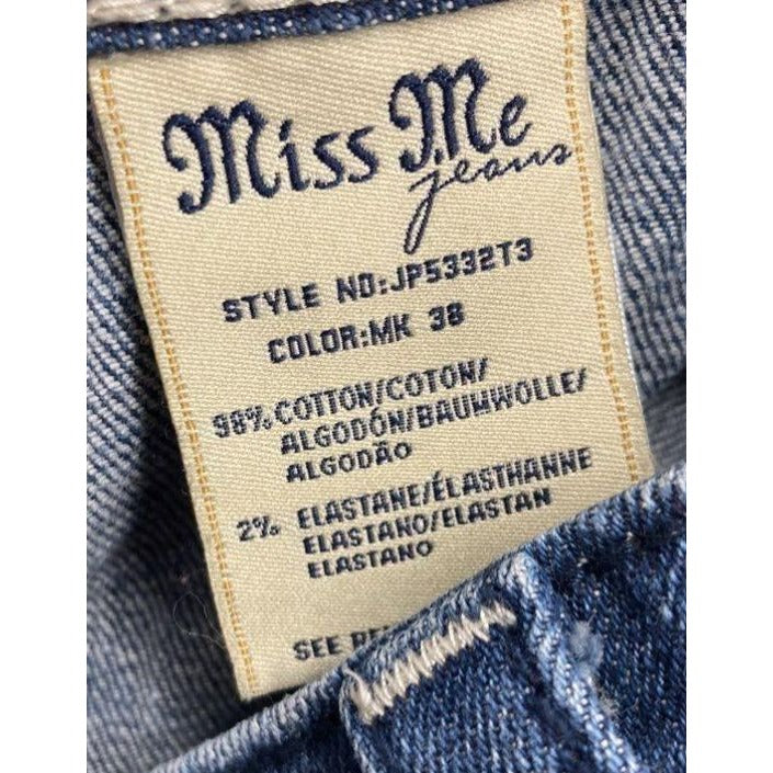 Miss Me Womens Mid-Rise Straight Leg Denim Jeans Size 31 W/ Embellished Angel Wing Back Pockets