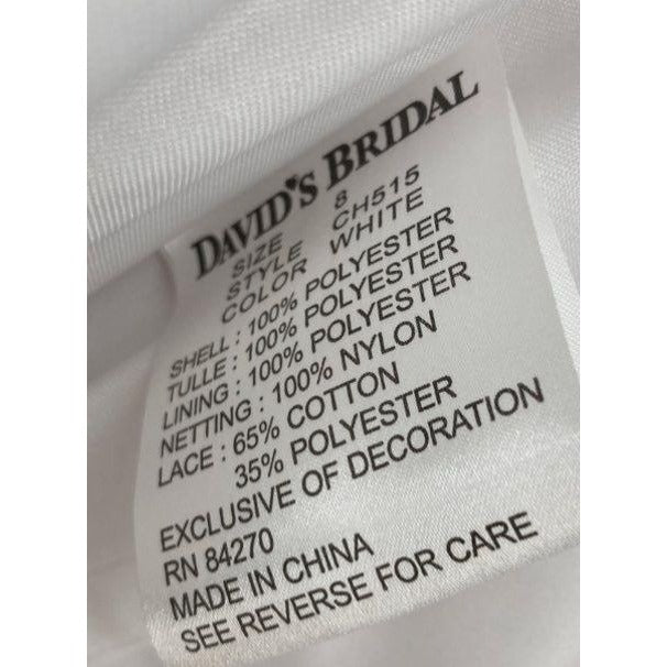Monique Luo David's Bridal White Wedding Gown Size 8 CH515