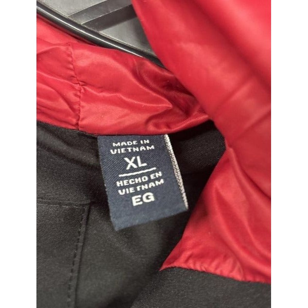 Tommy Hilfiger Men's Black Hooded Puffer Jacket XL Red Lining Winter Coat