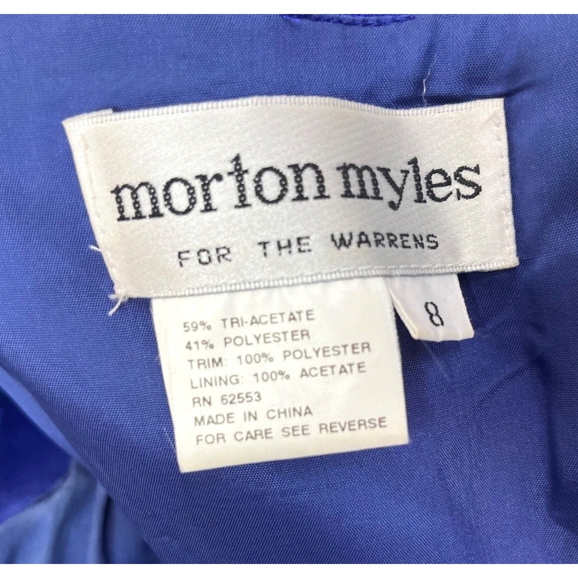 Morton Myles Blue Formal Gown With Satin Bow & Rhinestone Detail Size 8