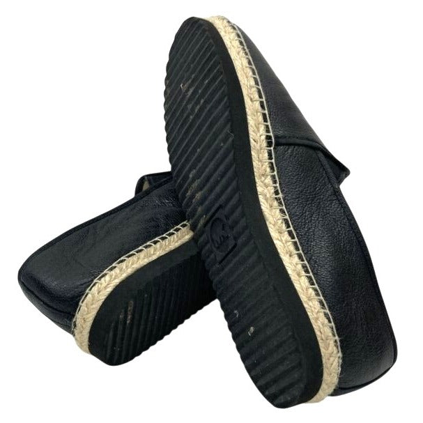 Michael Kors Black Leather Espadrille Flats Slip-On Shoes Size 8