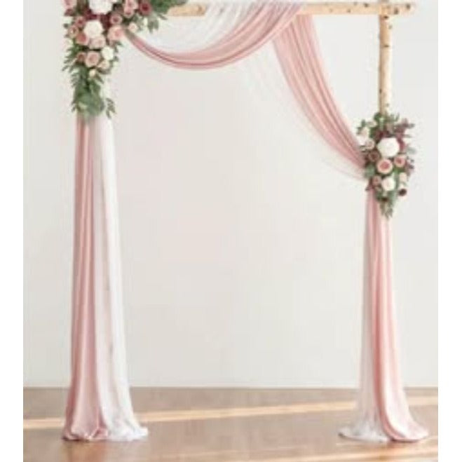 Ling's Wedding Arch Draping Fabric With Flowers & Greenery Elegant Ceremony Backdrop Decor In Dusty Rose & Mauve