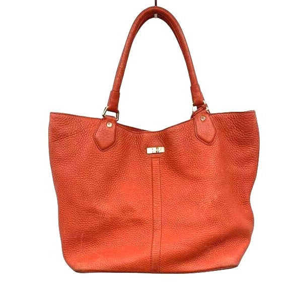 Cole Haan Red Orange Pebbled Leather Tote Bag