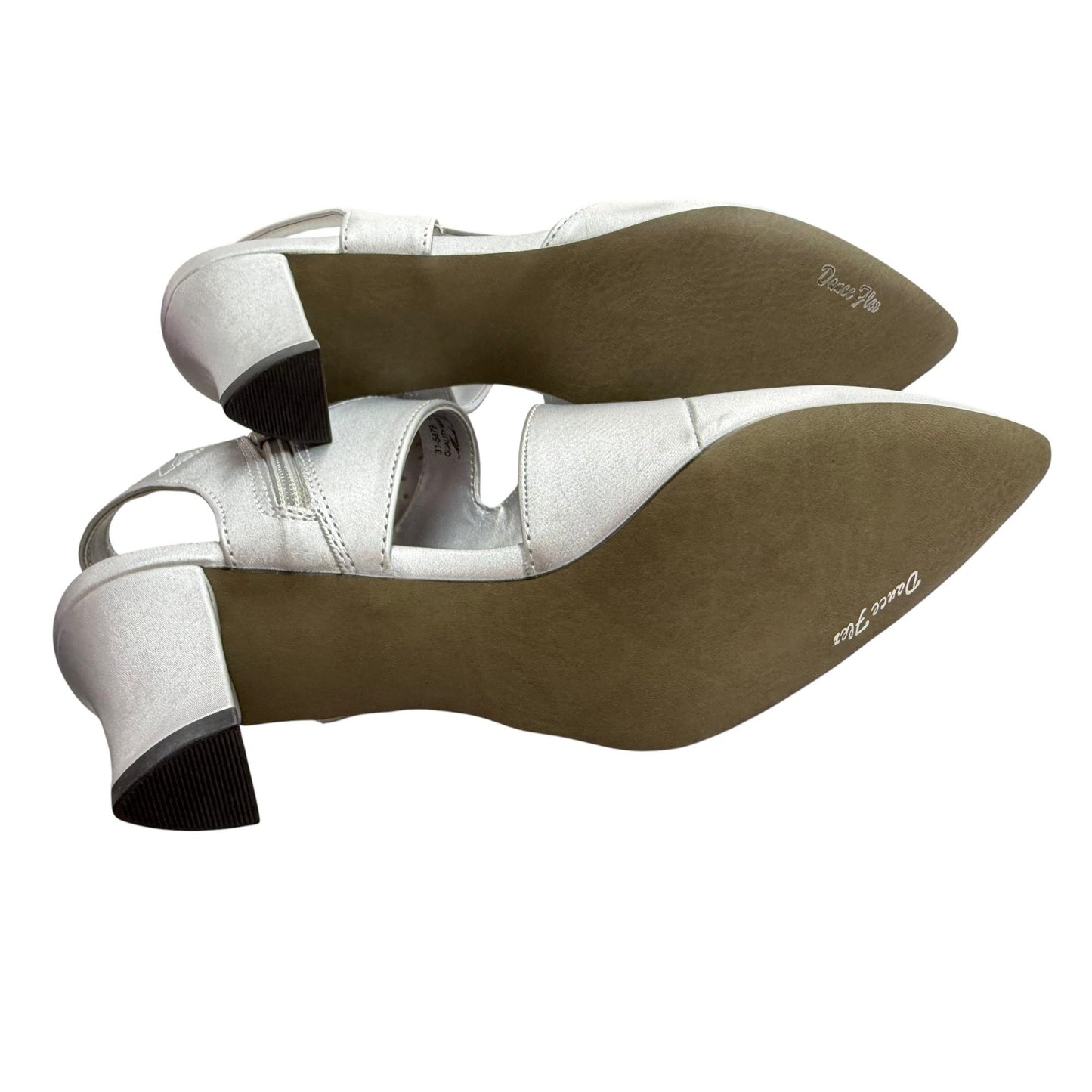 Easy Street Alive Women's Satin Silver Strappy Kitten Heel Shoes Size 6.5M NWB