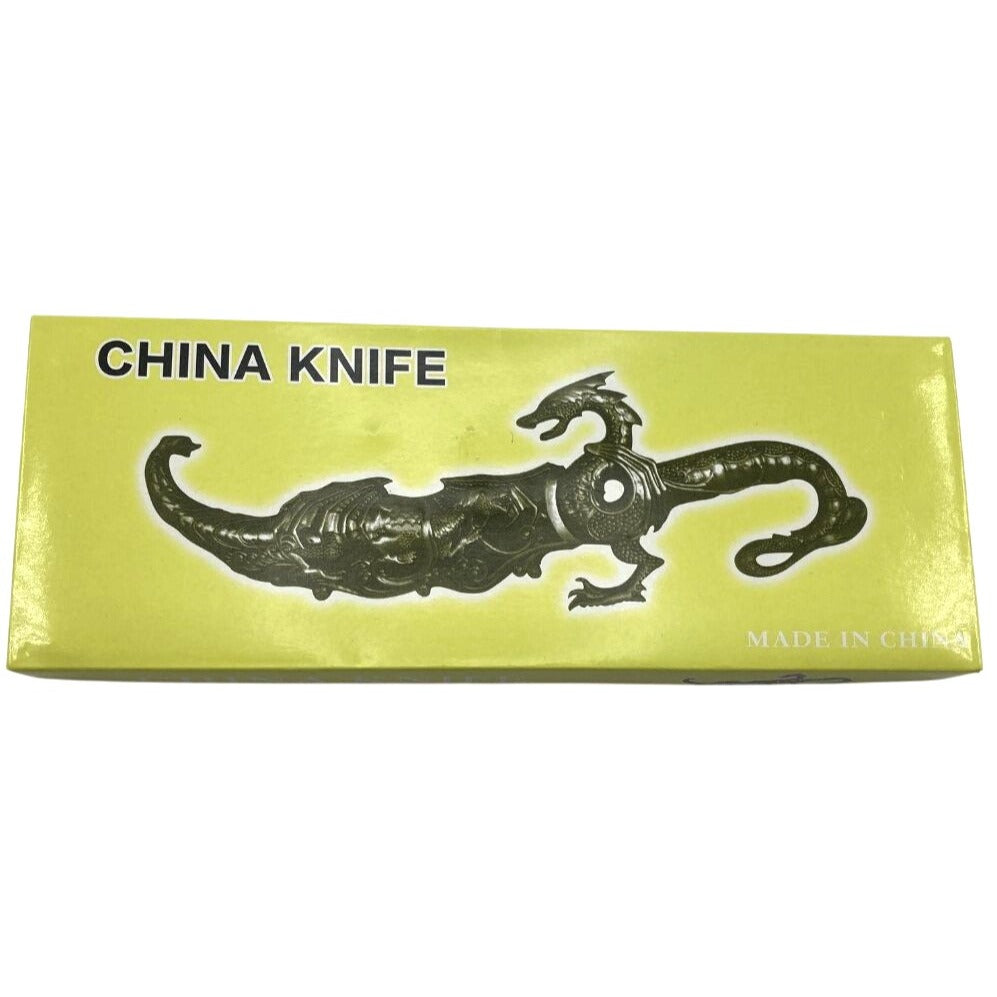 Chinese Fantasy Dragon Grey/Blue Decorative Knife With Sheath