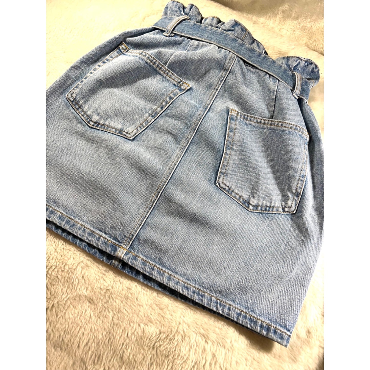 H&M Divided Women's Paperbag Denim Skirt With Tie Belt & Pockets Size 4