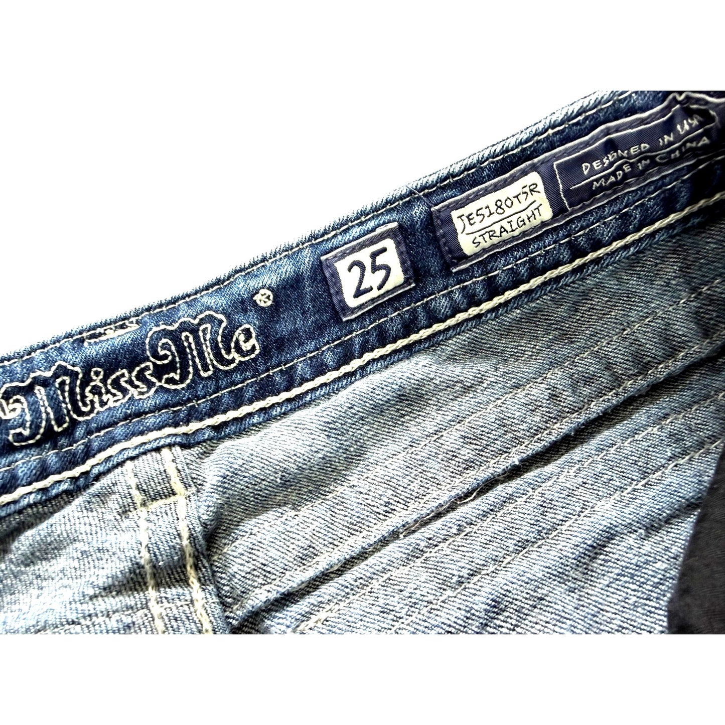 Miss Me Womens Size 25 Embellished Straight-Leg Denim Jeans