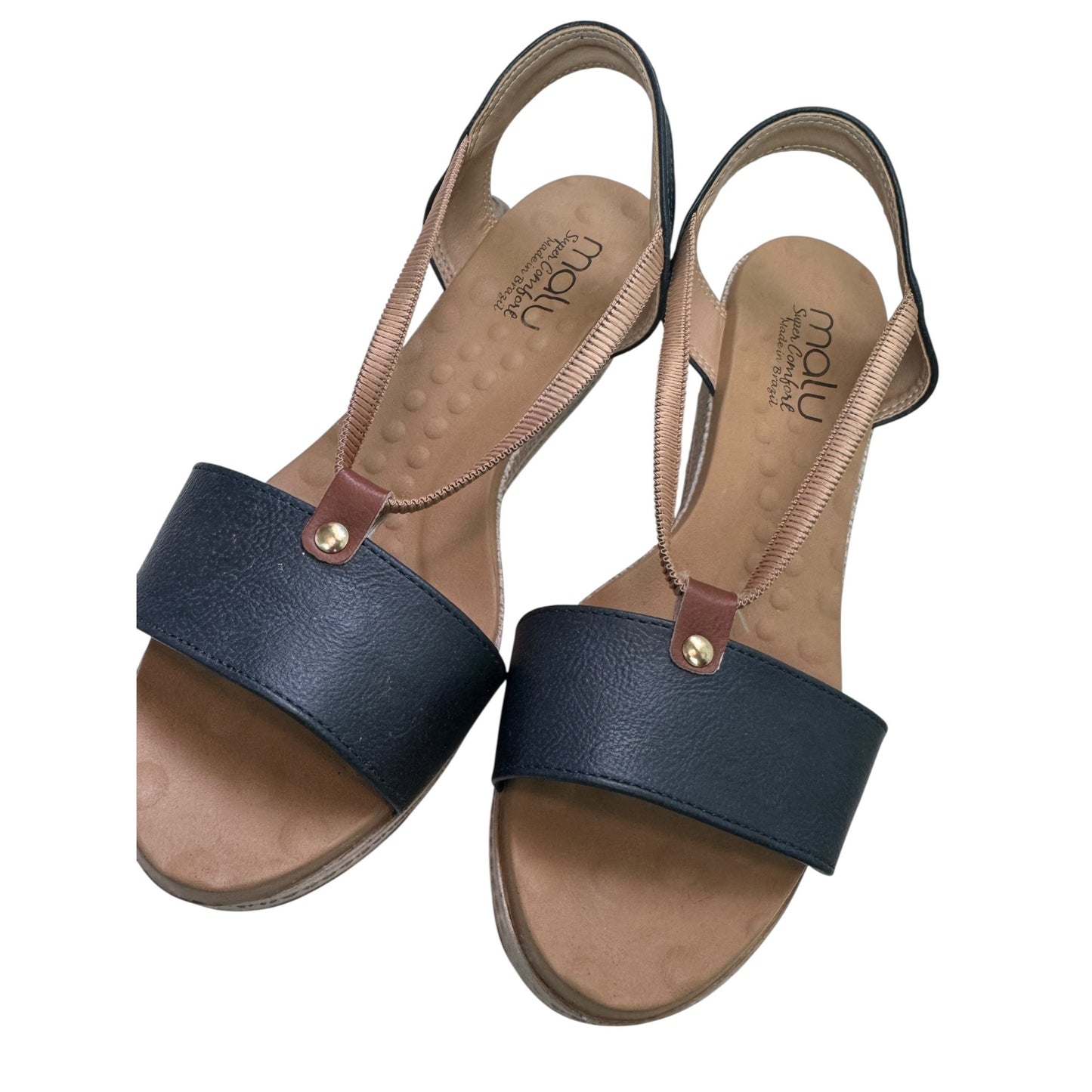 Mali Olivia Blue Faux Leather wedge Sandal SZ8 NWOT
