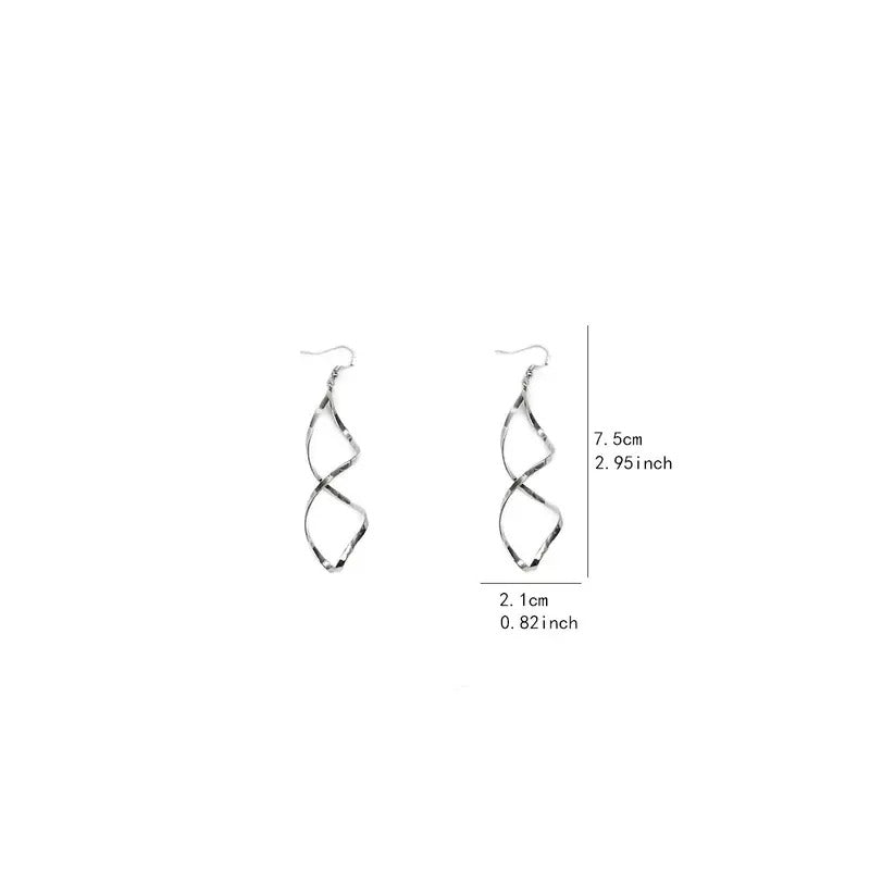 Twisted Spiral Drop Dangle Earrings For Women Silver-Tone Lightweight Design Elegant Jewelry Accessory