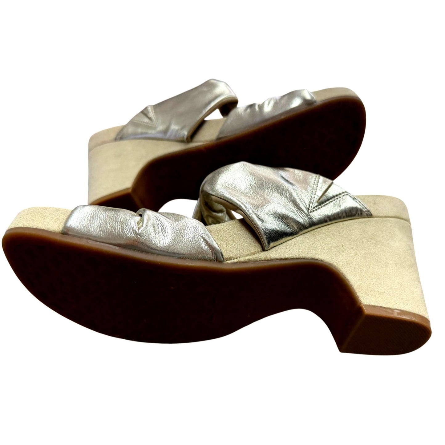 Aerosoles Mercer Wedge Sandals 9W Gold & Beige