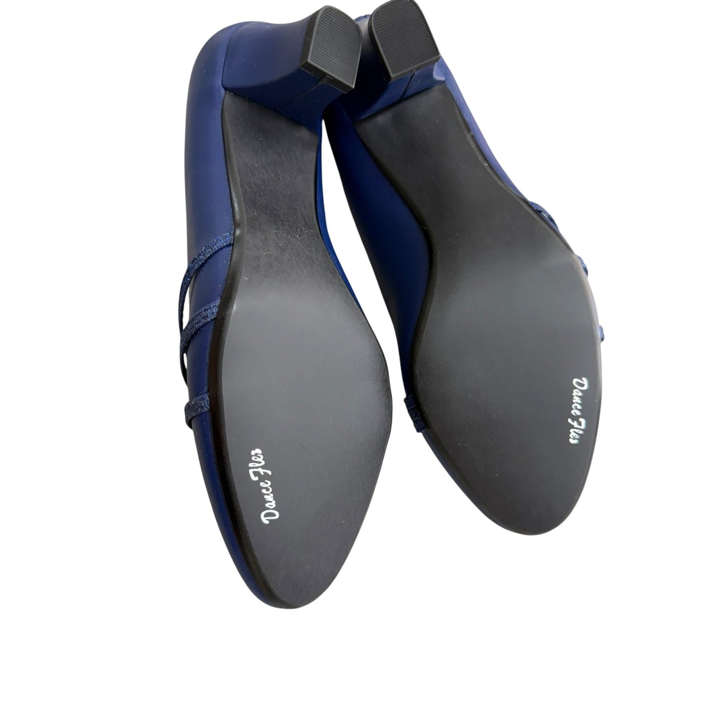 Easy Street Navy Blue Heels With Glitter Straps Size 6.5 Dance Flex Sole NWOB