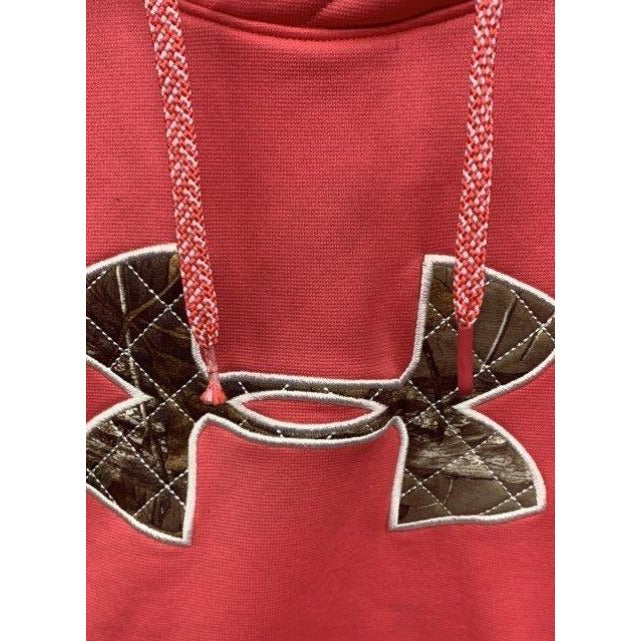 Women's Under Armour Hoodie Camo Logo Semi-Fitted Pullover Size Small