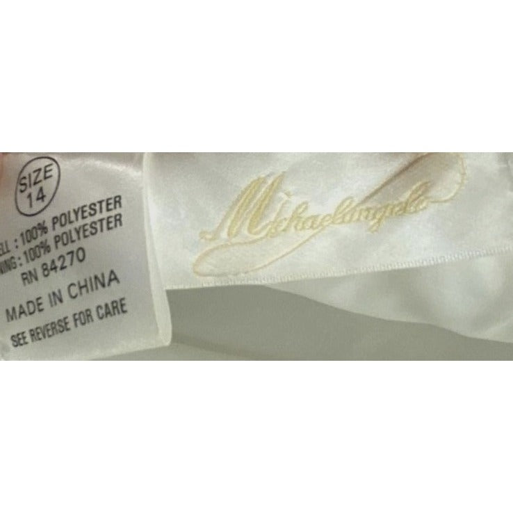 Michaelangelo Off White A-Line Cap Sleeve wedding dress SZ 14