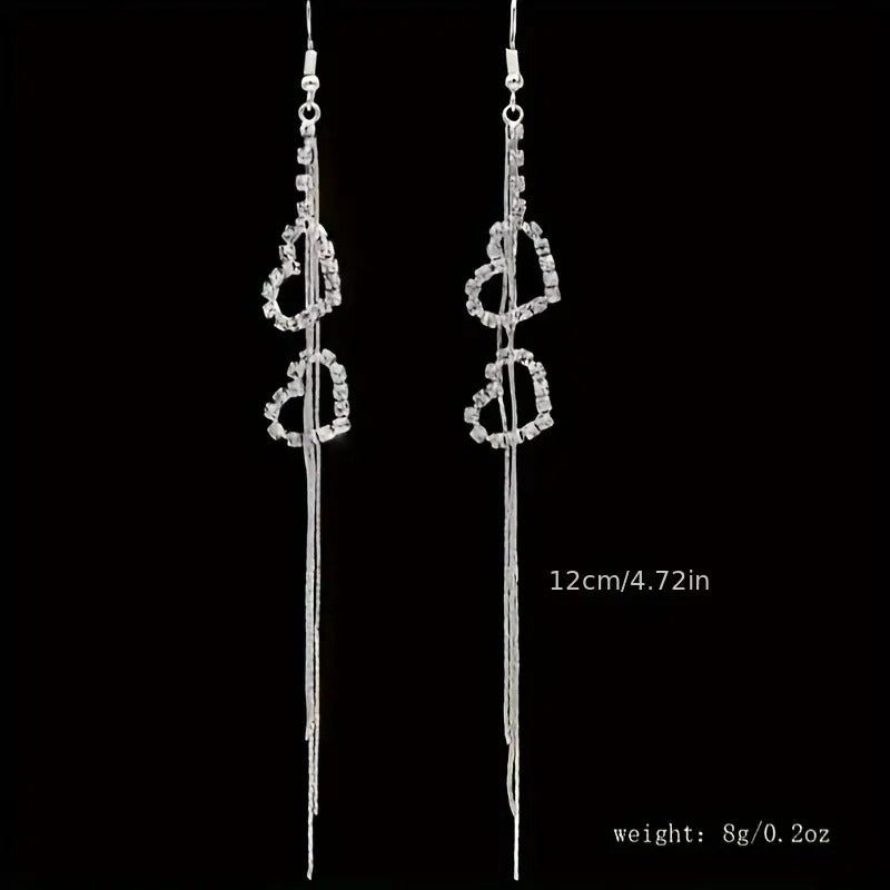 Heart Dangle Silver Tone Earrings NEW