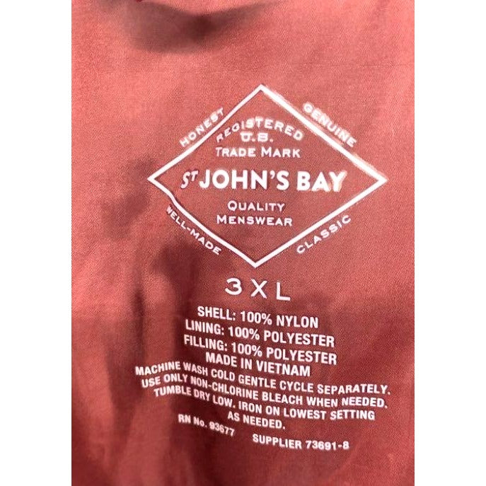 St. Johns Bay Autumn Burgundy Puffer Jacket Men's 3XL