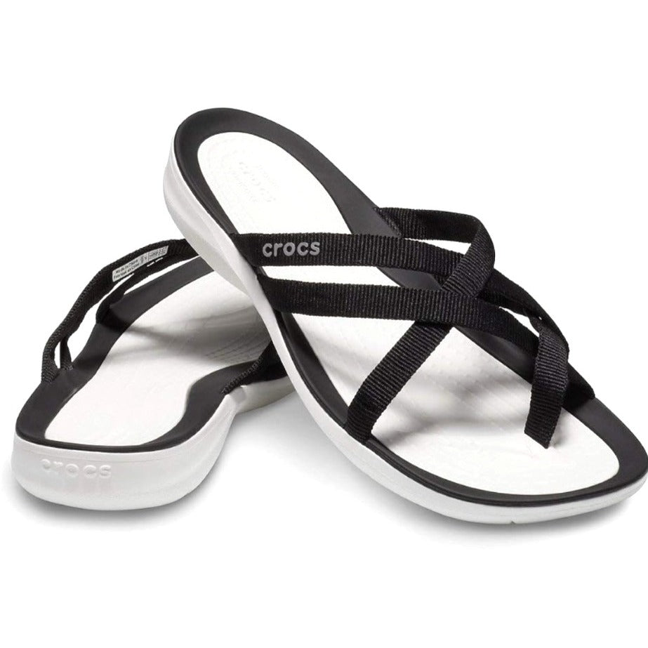 Crocs Women's Swiftwater Sandal SZ 8 Black/White Lightweight Comfort Slide