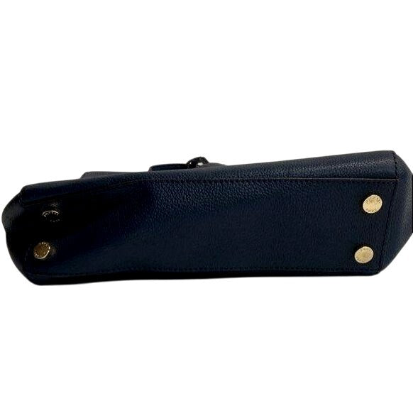Michael Kors Navy Leather Crossbody Bag With Gold Hardware & Logo Interior