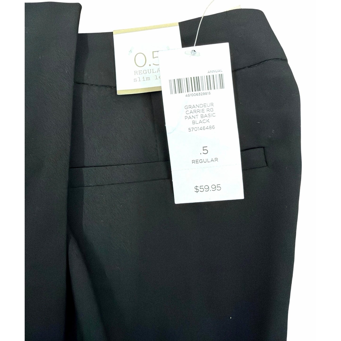 Chicos Black Slim Leg Grandeur Carrie Pants Size 0.5 Regular Polyester Blend NWT